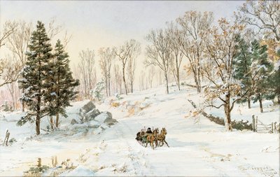 ヘイスティングスオンハドソン、レイブンズデールロードの冬 作： Jasper Francis Cropsey