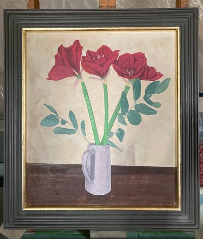 水差しのアマリリス（絵画） 作： Jasper Galloway
