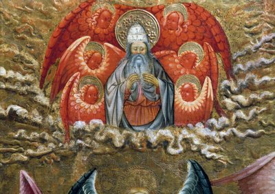 天使に囲まれた父なる神、ヴェルドゥの祭壇画 作： Jaume Ferrer