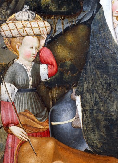 しもべ、Flight into Egypt の細部、Verdu の祭壇画 作： Jaume Ferrer