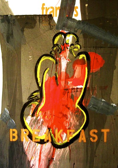 朝食、2010年（ミクストメディア、水彩紙、パネル、裏面にレシピ付き） 作： Jay Batlle