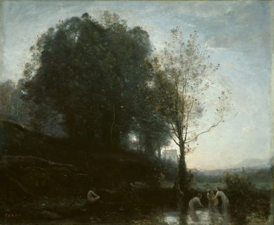 沐浴の精と子供 作： Jean-Baptiste-Camille Corot