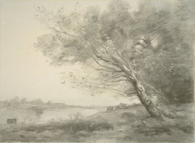 水辺の曲がった木 作： Jean-Baptiste-Camille Corot
