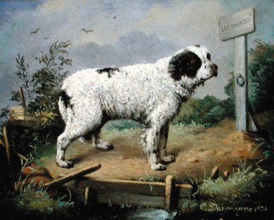 堤防の上のニューファンドランド（A Newfoundland on an Embankment 作： Jean Baptiste Desgrange