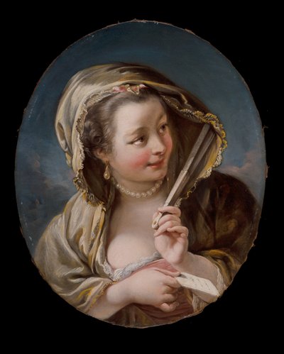 扇子を持つ女 作： Jean Baptiste Deshays