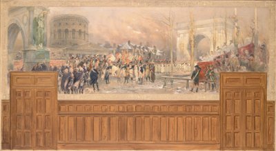 1901年から1902年にかけて、1806年から1807年にかけての作戦を終えてポーランドから帰還した軍隊を、パリの市町村がラ・ヴィレット通りで迎える様子（油彩・カンヴァス） 作： Jean Baptiste Edouard Detaille