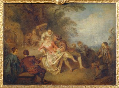 イタリアのコメディ俳優が公園で再会... 作： Jean-Baptiste Joseph Pater