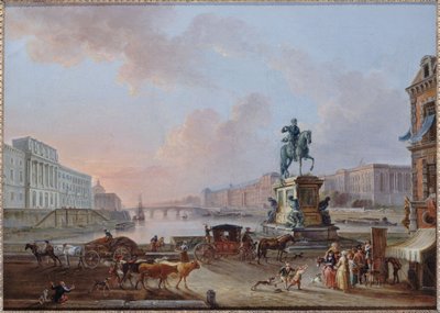 ポン＝ヌフ・テール・プランから見たラ・モネ、ポン・ロワイヤル、ルーブル美術館、1775年頃、油彩 作： Jean Baptiste Lallemand
