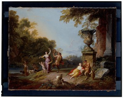 川の風景の中のニンフとサテュロス 作： Jean Baptiste Lallemand