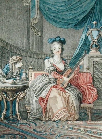 ルイ・マリン（fl.1776-80）が彫った「孤独の快楽」、1770-80年頃（カラーリトグラフ） 作： Jean Baptiste Le Prince