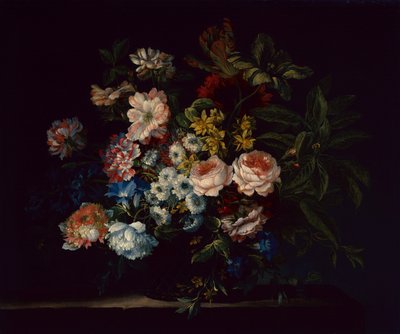 バラ、カーネーション、ヒヤシンス、花（キャンバスに油彩） 作： Jean Baptiste Monnoyer
