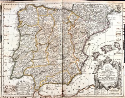 スペイン王国の地図（エングレービング 作： Jean Baptiste Nolin