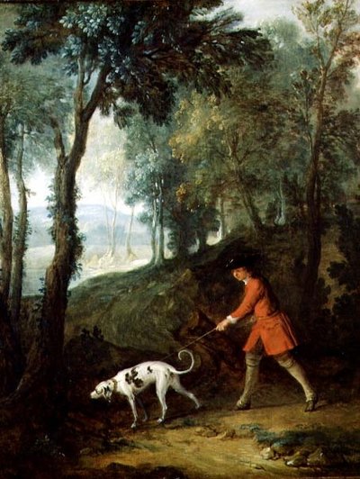 鎖に繋がれたタフターを持つハンツマン』1727年頃（油彩・キャンバス 作： Jean Baptiste Oudry