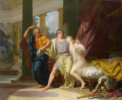 官能性の抱擁からアルキビアデスを引き裂くソクラテス 作： Jean Baptiste Regnault