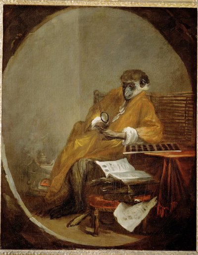 Le singe antiquaire - 骨董品コレクターとしての猿 ... 作： Jean-Baptiste Simeon Chardin