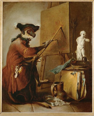 画家としての猿... 作： Jean-Baptiste Simeon Chardin