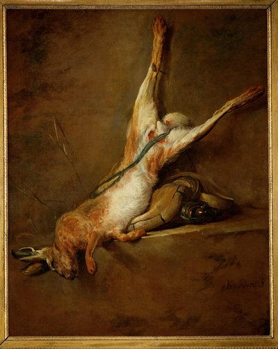 火薬フラスコとゲームと死んだウサギ... 作： Jean-Baptiste Simeon Chardin