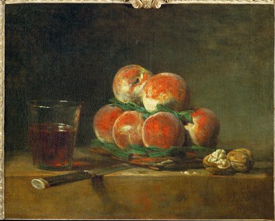 パニエ・ド・ペッシュ - 桃の入ったバスケット... 作： Jean-Baptiste Simeon Chardin