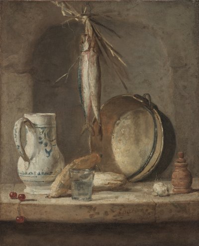 ヘリングのある静物、1735年頃（キャンバスに油彩） 作： Jean Baptiste Simeon Chardin