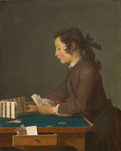 カードの家、1737年頃（キャンバスに油彩） 作： Jean Baptiste Simeon Chardin