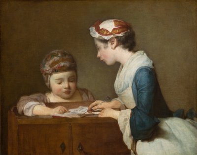 小さな女教師、1740年以降（キャンバスに油彩） 作： Jean Baptiste Simeon Chardin