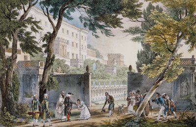 ローマの別荘の入り口にある勇敢なシーン、1820年頃、ジャン=バティスト・トーマスによる彫刻（1791.1833） 作： Jean Baptiste Thomas