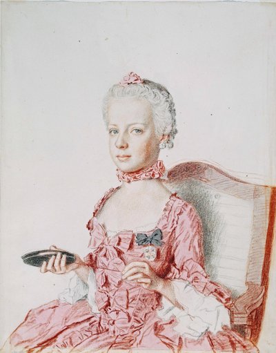 マリー・アントワネット、オーストリア大公 - ジャン・エティエンヌ・リオタール (1702-1789)。 紙に鉛筆、水彩、パステル 作： Jean Étienne Liotard