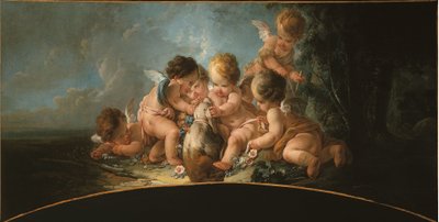 犬と戯れる6人の恋人たち（扉上部） 1761年頃 作： Jean Francois Clermont