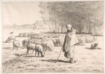 羊の群れを連れた羊飼いの娘 作： Jean-Francois Millet