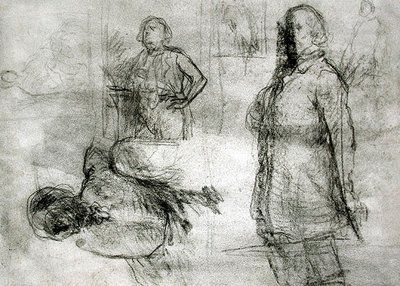 レ・ラヴァンディエール」（紙に黒コンテ、クレヨン、ペン＆インク） 作： Jean Francois Millet