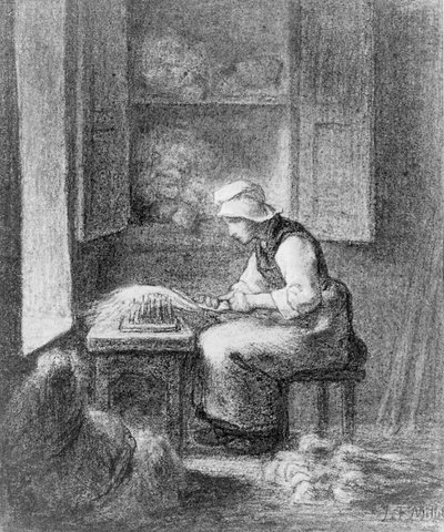 カーダー 1854年頃（紙にクレヨン） 作： Jean-Francois Millet