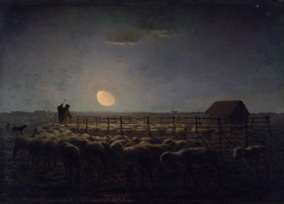 羊小屋、月光 作： Jean Francois Millet