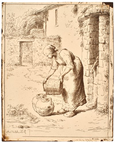 バケツを空にする女性 作： Jean-Francois Millet