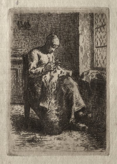 女性裁縫 作： Jean-Francois Millet