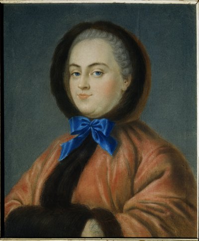 冬。 Daria Alexeyevna Golitsyna 王女 (1724-1798) の肖像画。 （冬。ダリア・アレクセーエフナ・ゴリツィナ王女の肖像）。 ジャン フランソワ サムソワ (18 世紀半ばに活躍) の作品、厚紙にパステル 作： Jean Francois Samsois