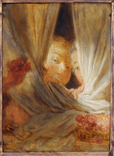 Les curieuses - 好奇心旺盛な2人の少女... 作： Jean-Honore Fragonard