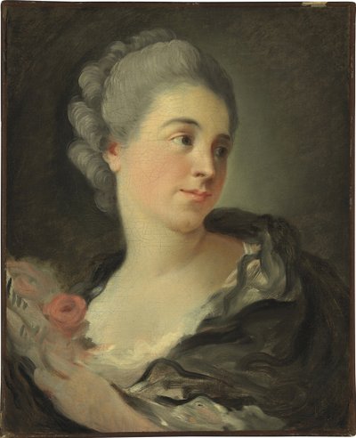 マリー・テレーズ・コロンブの肖像 - ジャン・オノレ・フラゴナールによる絵画 (1732-1806)、キャンバスに油彩、49x40 cm - (マリー・テレーズ・コロンブの肖像、ジャン・オノレ・フラゴナールによるキャンバスに油彩) - 個人蔵 作： Jean Honore Fragonard
