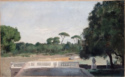 ローマのメディチ邸から見たボルゲーゼ邸庭園、1859年から1860年の間（油彩） 作： Jean Jacques Henner