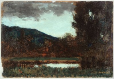 アルザスの風景、黄昏、1879年から1888年の間（油彩） 作： Jean Jacques Henner