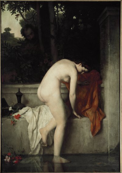 貞淑なスザンヌ、別名スザンヌ・イン・ザ・バス-ジャン・ジャック・ヘナーの絵画 作： Jean Jacques Henner