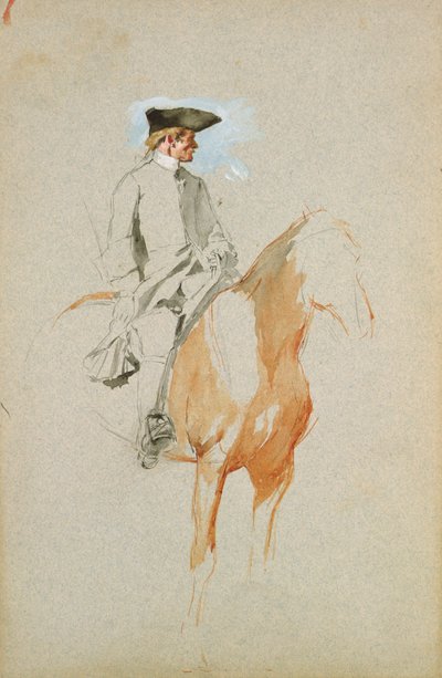 三角帽子の騎手（水彩、ペン、インク） 作： Jean Louis Ernest Meissonier