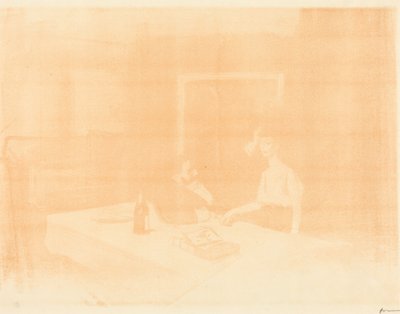 私室の場面、横長の淡彩図版 作： Jean-Louis Forain