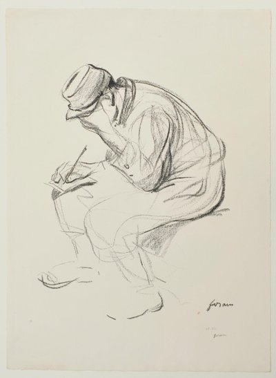 [座って書き物をする兵士] 作： Jean-Louis Forain