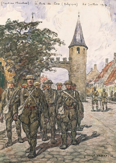 フランドル戦線、ルーの門（ベルギー）、1917年7月30日（紙に水彩画） 作： Jean-Louis Lefort