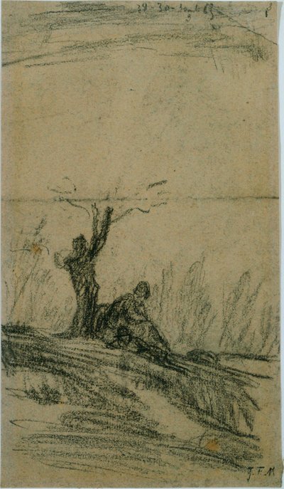 木の下に座っている図 作： Jean Francois Millet