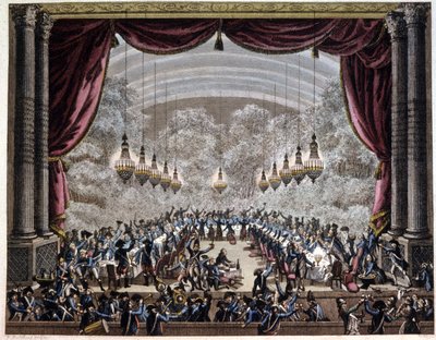 フランス革命: パリの警備員の宴会、c.1750-1800 (彫刻) 作： Jean (after) Duplessis Bertaux