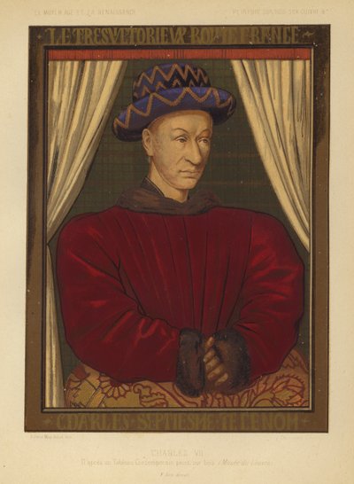 シャルル 7 世、フランス国王 (クロモリト) 作： Jean (after) Fouquet