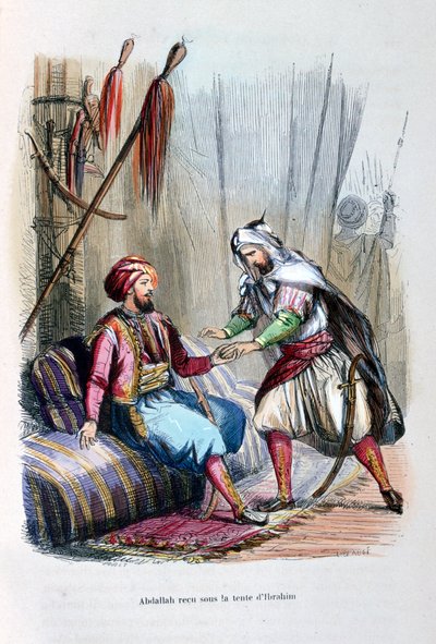 アブドラはイブラヒムパシャのテントで受け取った、1818年、c1847 作： Jean Adolphe Beauce