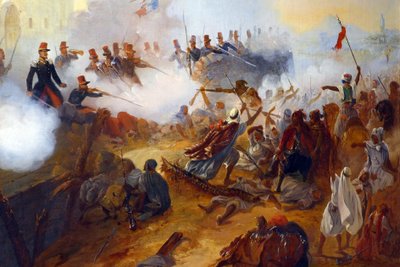 マザグランでのレリエーヴル大尉の英雄的防衛（1840年2月）、詳細 作： Jean Adolphe Beauce