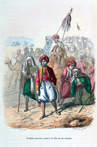彼の軍隊の前で行進しているイブラヒムパシャ、1811-1818 1847 作： Jean Adolphe Beauce